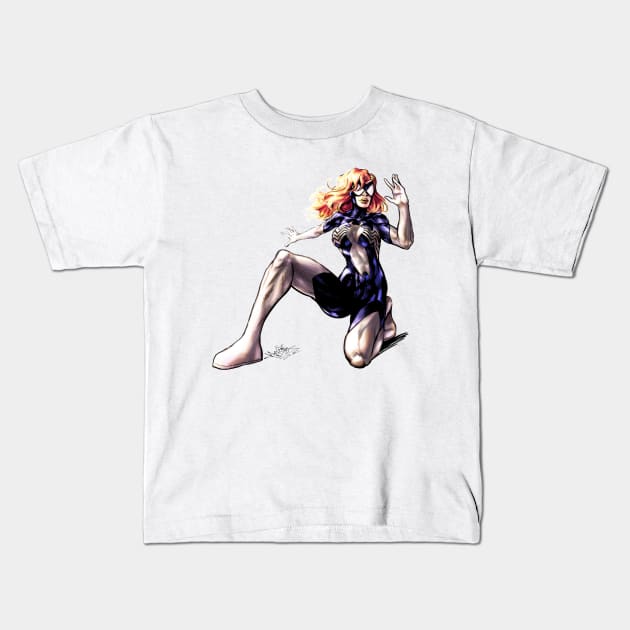 Julia Carpenter Spider Woman Kids T-Shirt by MatiasSotoLopez